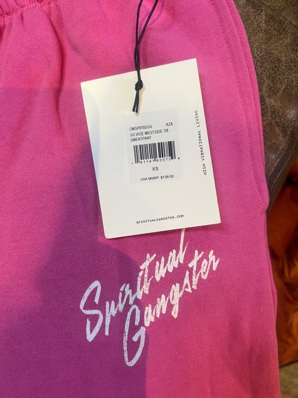 Spiritual Gangster Vice Westside 7/8 Sweatpant in the vibrant Azalea pink - Picture 3 of 4